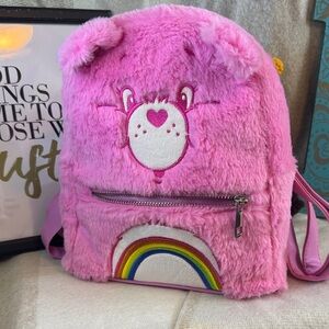 Pink Furry Backpack with Card Holder